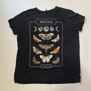 dELiA*s Black Short Sleeve Tee with Moths design